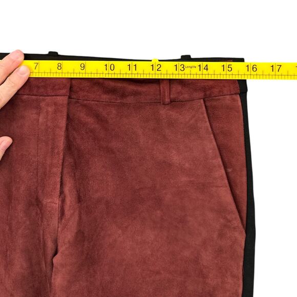 DIANE von FURSTENBERG CECILY Black Colorblocked Suede Panels Modern Pants Size 6 - Picture 6 of 8